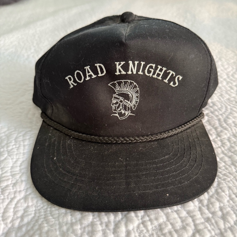 Vintage 1980s Road Knights Snapback Hat Black Rope Cap “Bud” Embroidery 80s